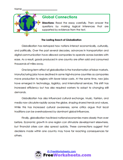 Global Connections Worksheet
