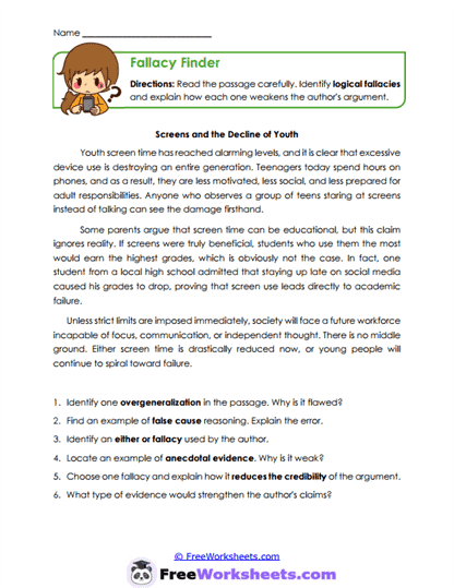 Fallacy Finder Worksheet
