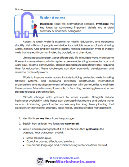 Water Access Worksheet