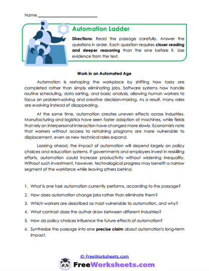 Automation Ladder Worksheet
