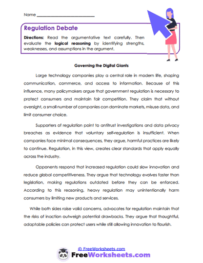 Regulation Debate Worksheet