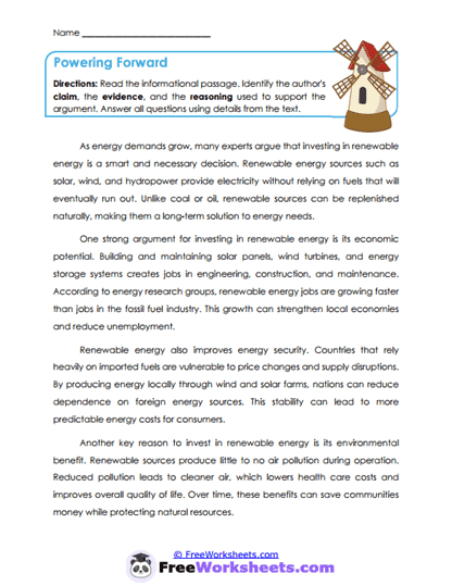 Powering Forward Worksheet