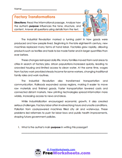Factory Transformations Worksheet
