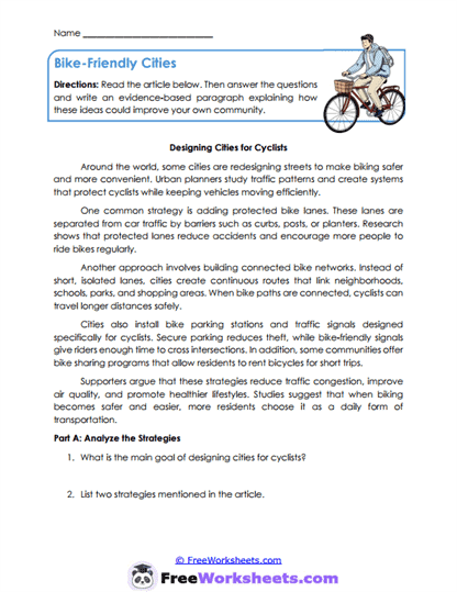Cycling Strategies Worksheet