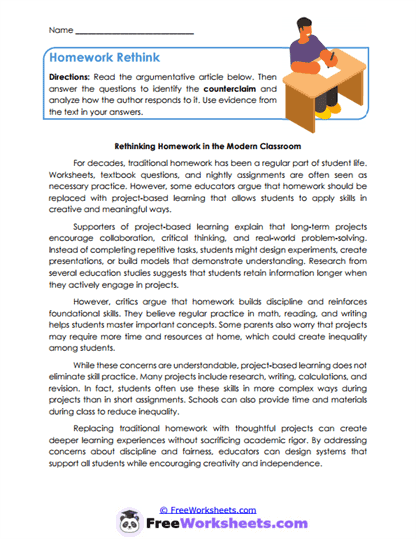 Homework Rethink Worksheet