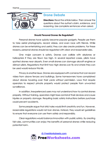 Drone Regulation Worksheet