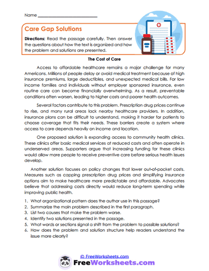 Care Gap Solutions Worksheet