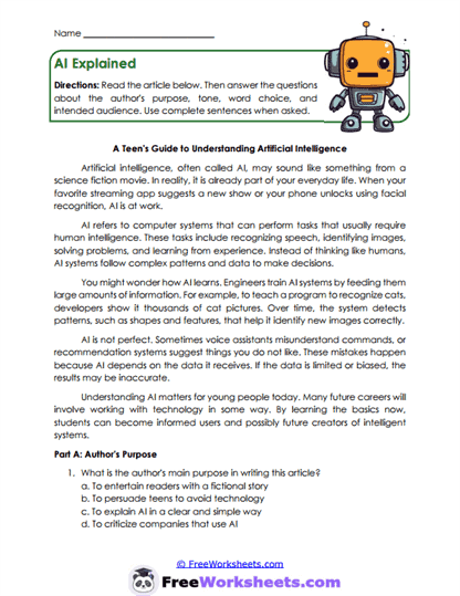 AI Purpose Worksheet