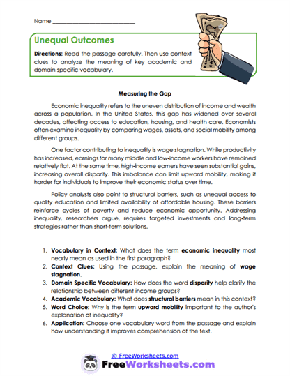 Unequal Outcomes Worksheet
