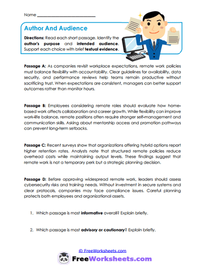 Author And Audience Worksheet