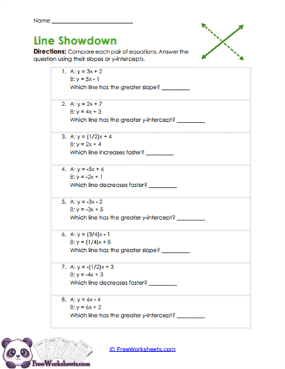 Line Comparisons Worksheet
