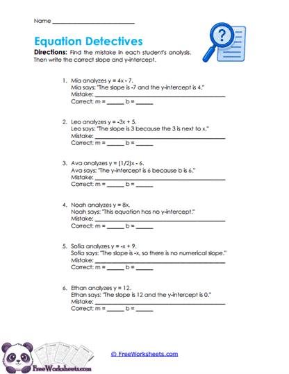 Equation Errors Worksheet
