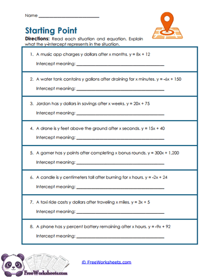 Starting Values Worksheet