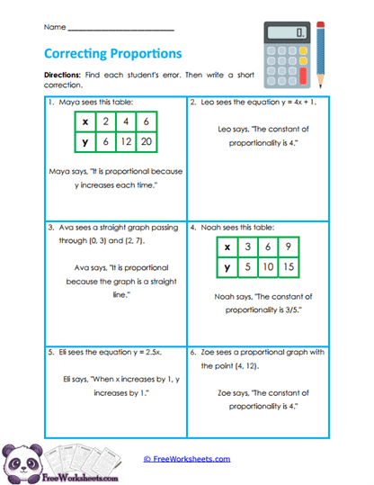 Error Signals Worksheet