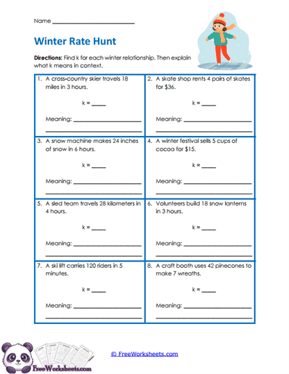 Winter Rates Worksheet