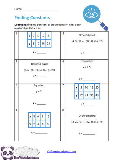 Constant Clues Worksheet