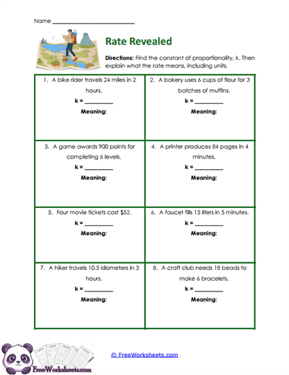 Unit Rates Worksheet