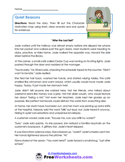 Quiet Reasons Worksheet