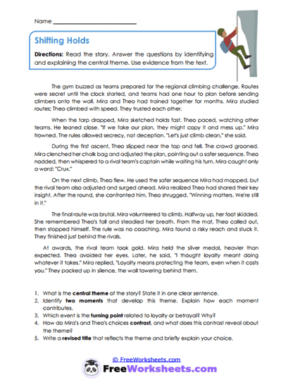 Shifting Holds Worksheet