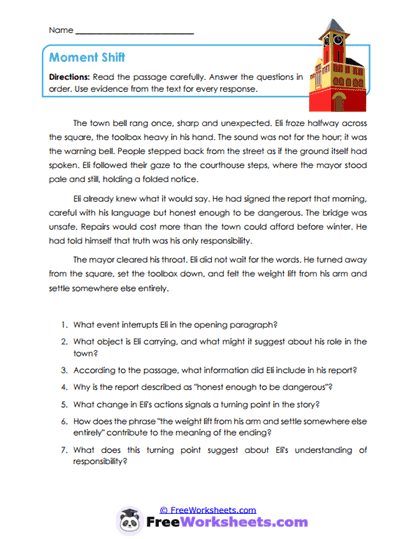 Moment Shift Worksheet