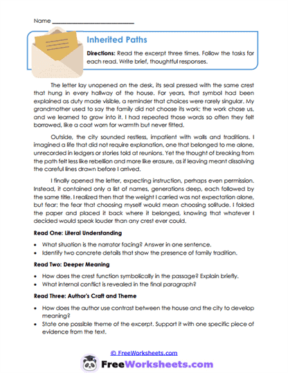 Inherited Paths Worksheet