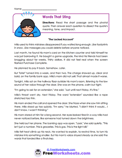 Words That Sting Worksheet