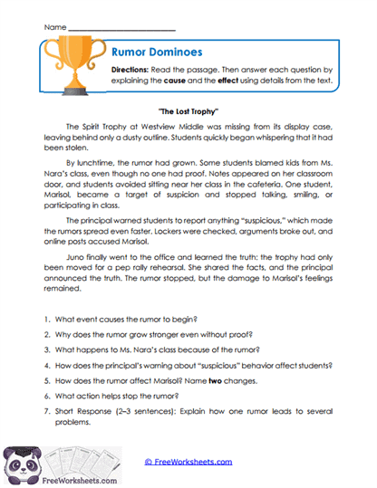 Rumor Dominoes Worksheet