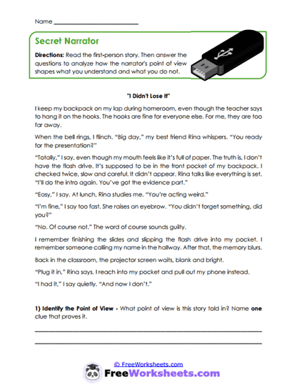 Secret Narrator Worksheet