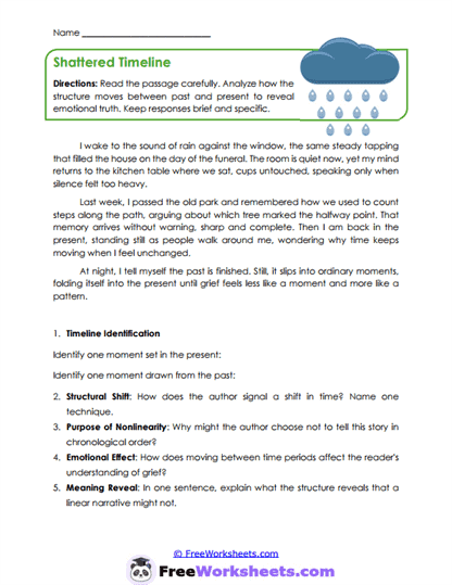 Shattered Timeline Worksheet
