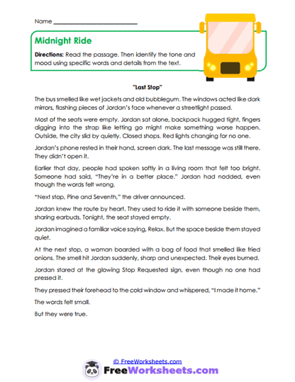Midnight Ride Worksheet