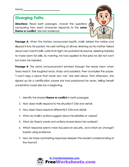 Diverging Paths Worksheet