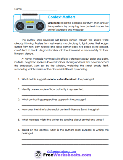 Context Matters Worksheet