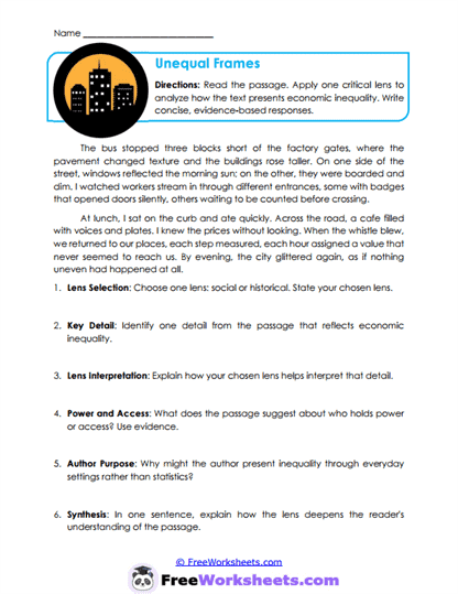 Unequal Frames Worksheet