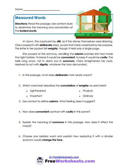Measured Words Worksheet