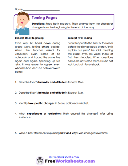 Turning Pages Worksheet