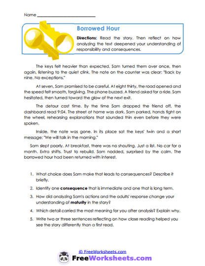 Borrowed Hour Worksheet