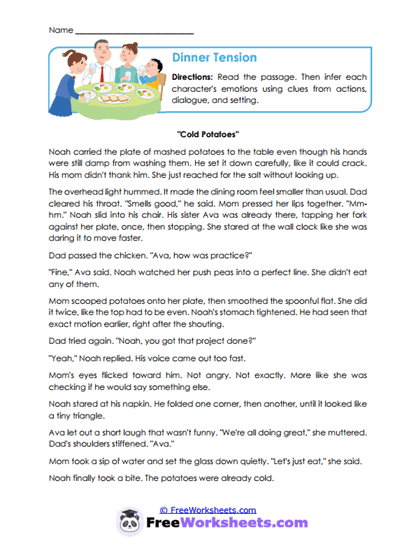 Dinner Tension Worksheet