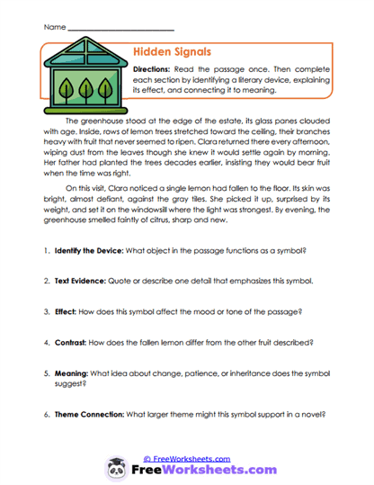 Hidden Signals Worksheet