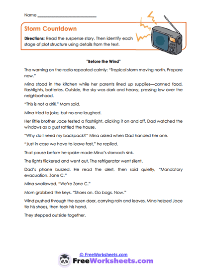 Storm Countdown Worksheet
