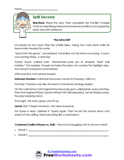 Split Second Worksheet
