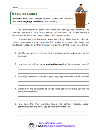 Measured Silence Worksheet