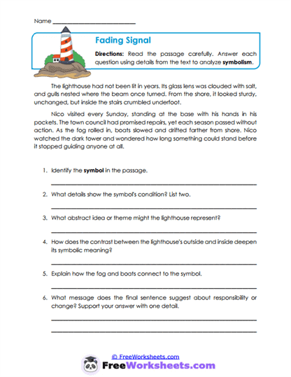 Fading Signal Worksheet