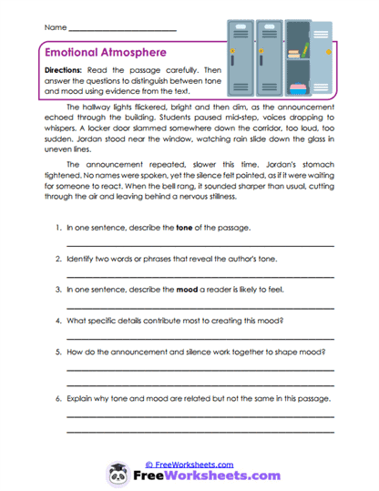 Emotional Atmosphere Worksheet