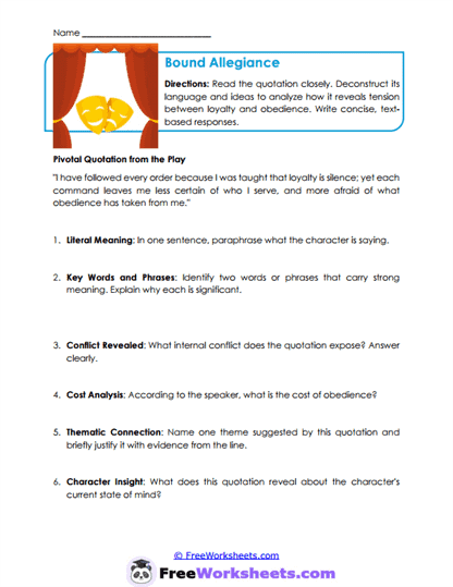 Bound Allegiance Worksheet