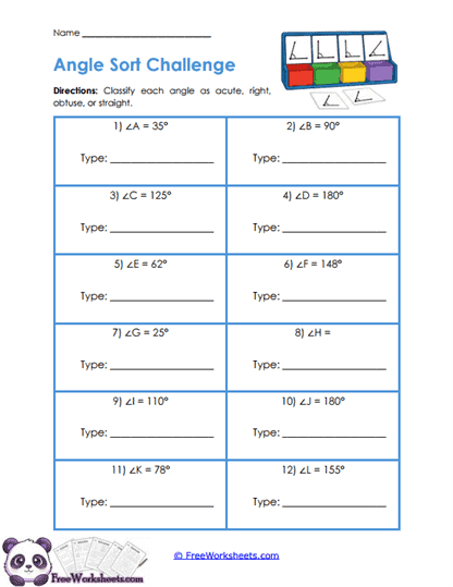 Angle Types Worksheet