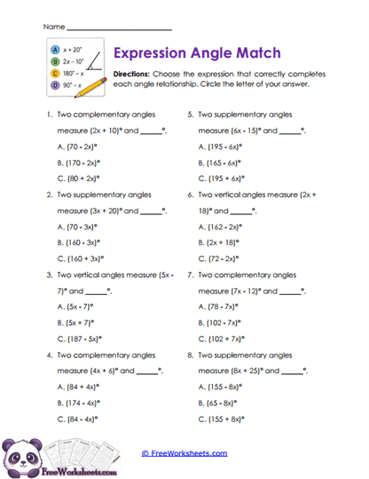 Expression Match Worksheet