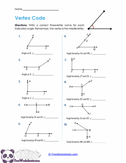 Vertex Names Worksheet