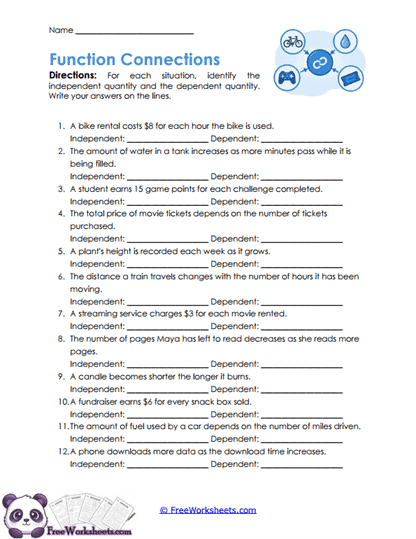 Variable Connections Worksheet