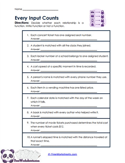 Function Tests Worksheet