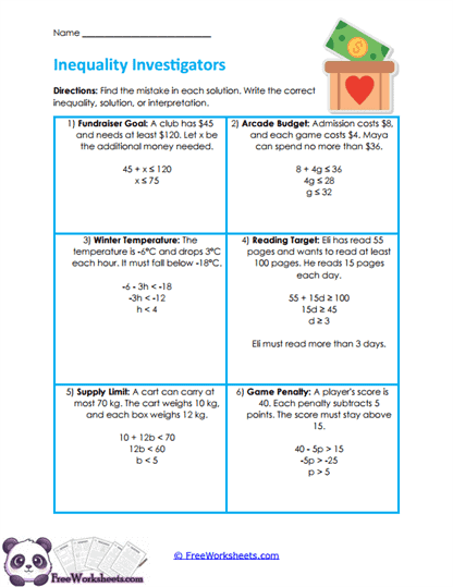 Error Detectives Worksheet